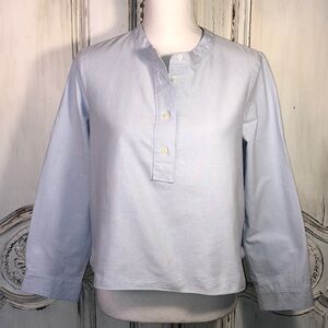 MADEWELL Collarless 1/2 Button Down Long Sleeve Cropped Blouse Size Small